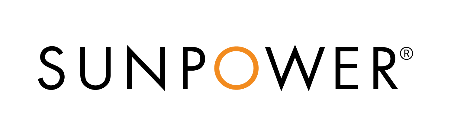 A logo for SunPower, a financing partner of Sun Up Zero Down's solar panel installation services