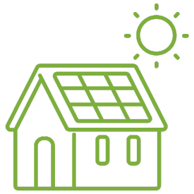 A graphic of a house with a solar panel setup, advertising the advantages of Sun Up Zero Down's solar panel installation service in New Jersey and Pennsylvania