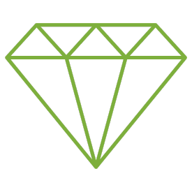 An icon of a diamond representing value from Sun Up Zero Down's solar panel installation service